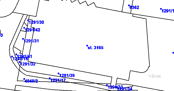Parcela st. 3165 v KÚ Rožnov pod Radhoštěm, Katastrální mapa