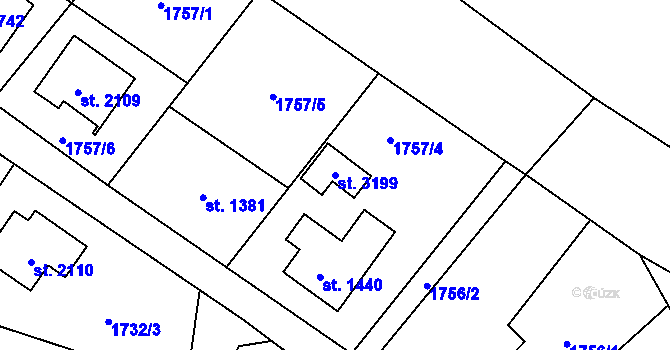 Parcela st. 3199 v KÚ Rožnov pod Radhoštěm, Katastrální mapa