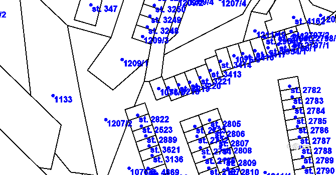 Parcela st. 3218 v KÚ Rožnov pod Radhoštěm, Katastrální mapa