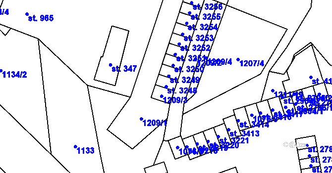Parcela st. 3248 v KÚ Rožnov pod Radhoštěm, Katastrální mapa