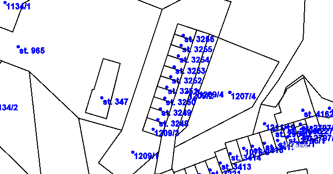 Parcela st. 3251 v KÚ Rožnov pod Radhoštěm, Katastrální mapa