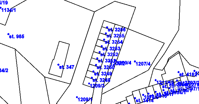 Parcela st. 3252 v KÚ Rožnov pod Radhoštěm, Katastrální mapa