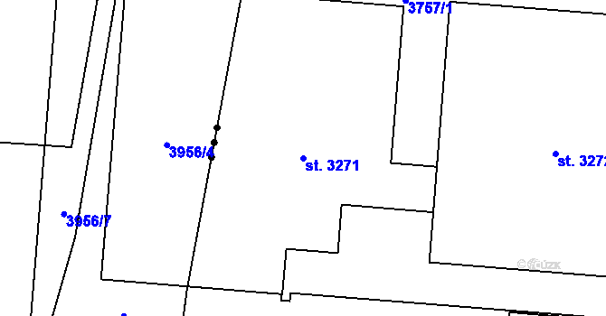 Parcela st. 3271 v KÚ Rožnov pod Radhoštěm, Katastrální mapa