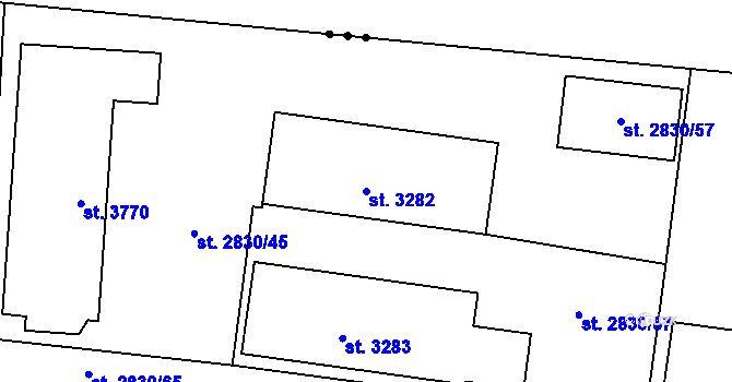 Parcela st. 3282 v KÚ Rožnov pod Radhoštěm, Katastrální mapa