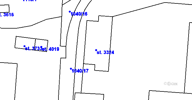 Parcela st. 3324 v KÚ Rožnov pod Radhoštěm, Katastrální mapa