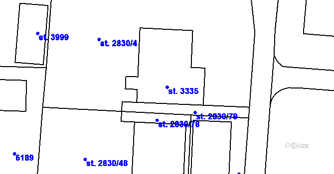 Parcela st. 3335 v KÚ Rožnov pod Radhoštěm, Katastrální mapa