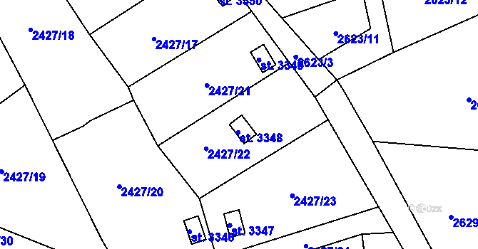 Parcela st. 3348 v KÚ Rožnov pod Radhoštěm, Katastrální mapa