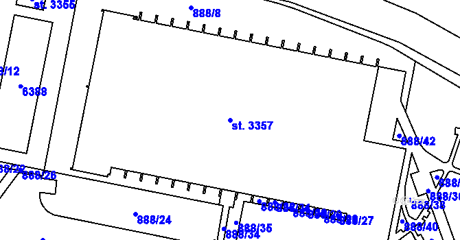 Parcela st. 3357 v KÚ Rožnov pod Radhoštěm, Katastrální mapa