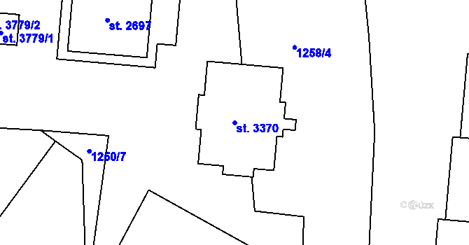 Parcela st. 3370 v KÚ Rožnov pod Radhoštěm, Katastrální mapa