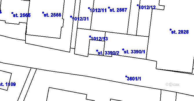 Parcela st. 3390/2 v KÚ Rožnov pod Radhoštěm, Katastrální mapa