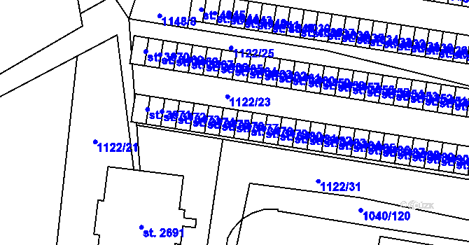 Parcela st. 3477 v KÚ Rožnov pod Radhoštěm, Katastrální mapa