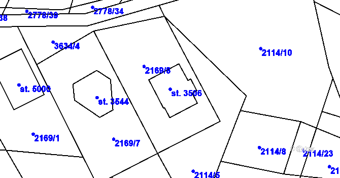 Parcela st. 3506 v KÚ Rožnov pod Radhoštěm, Katastrální mapa