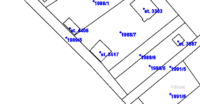 Parcela st. 3517 v KÚ Rožnov pod Radhoštěm, Katastrální mapa