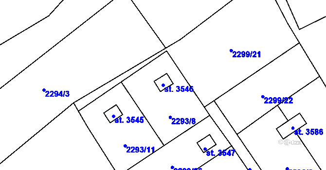 Parcela st. 3546 v KÚ Rožnov pod Radhoštěm, Katastrální mapa