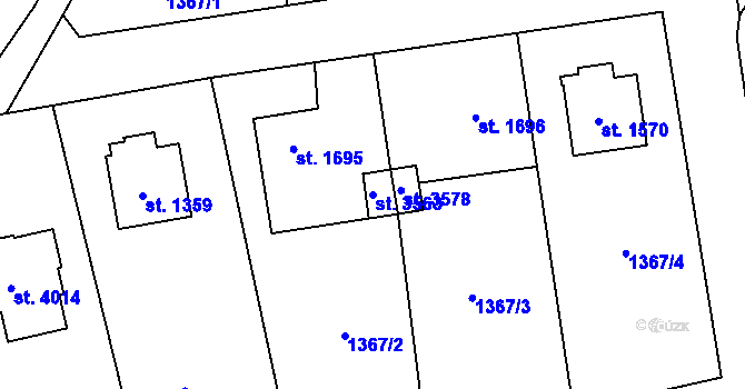 Parcela st. 3563 v KÚ Rožnov pod Radhoštěm, Katastrální mapa