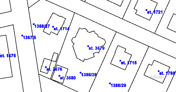 Parcela st. 3579 v KÚ Rožnov pod Radhoštěm, Katastrální mapa