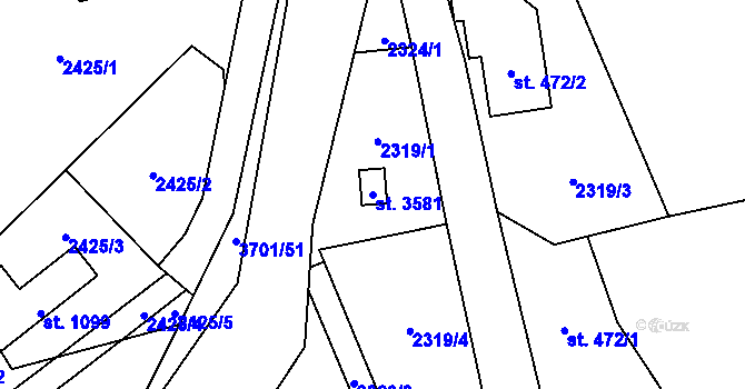Parcela st. 3581 v KÚ Rožnov pod Radhoštěm, Katastrální mapa