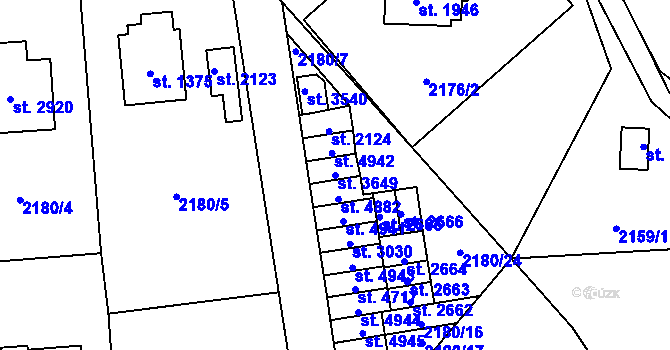 Parcela st. 3649 v KÚ Rožnov pod Radhoštěm, Katastrální mapa