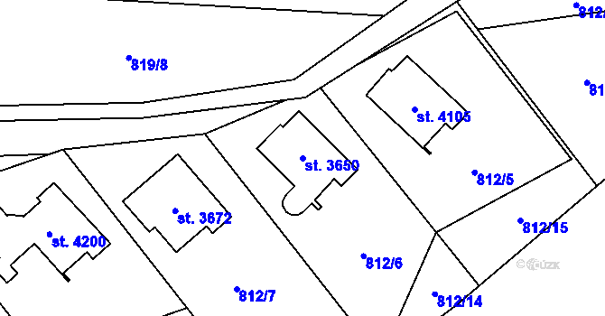 Parcela st. 3650 v KÚ Rožnov pod Radhoštěm, Katastrální mapa