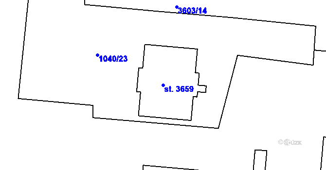Parcela st. 3659 v KÚ Rožnov pod Radhoštěm, Katastrální mapa