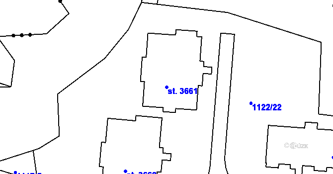 Parcela st. 3661 v KÚ Rožnov pod Radhoštěm, Katastrální mapa