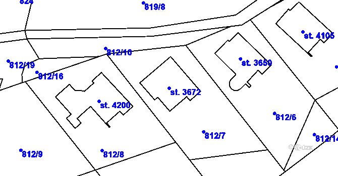 Parcela st. 3672 v KÚ Rožnov pod Radhoštěm, Katastrální mapa