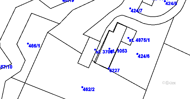 Parcela st. 3708 v KÚ Rožnov pod Radhoštěm, Katastrální mapa