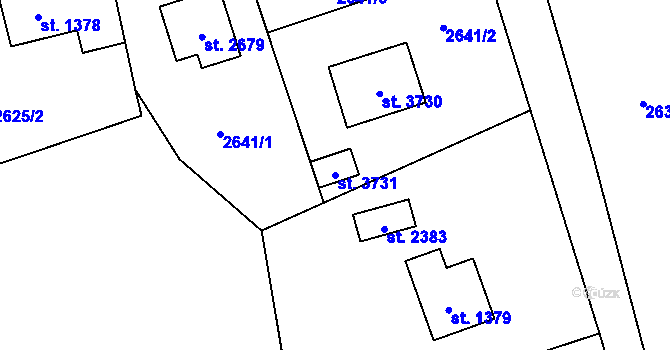 Parcela st. 3731 v KÚ Rožnov pod Radhoštěm, Katastrální mapa