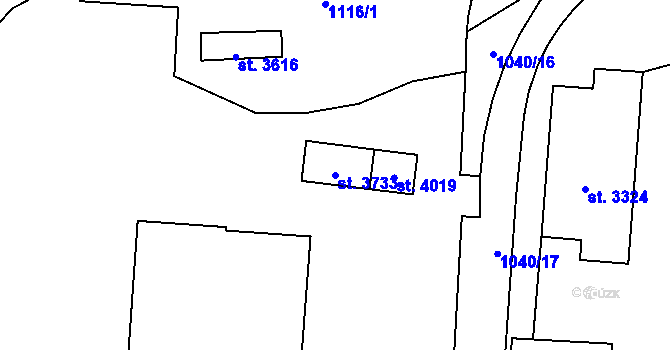 Parcela st. 3733 v KÚ Rožnov pod Radhoštěm, Katastrální mapa