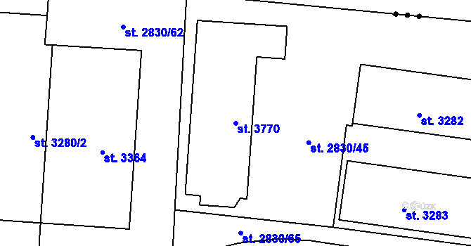 Parcela st. 3770 v KÚ Rožnov pod Radhoštěm, Katastrální mapa