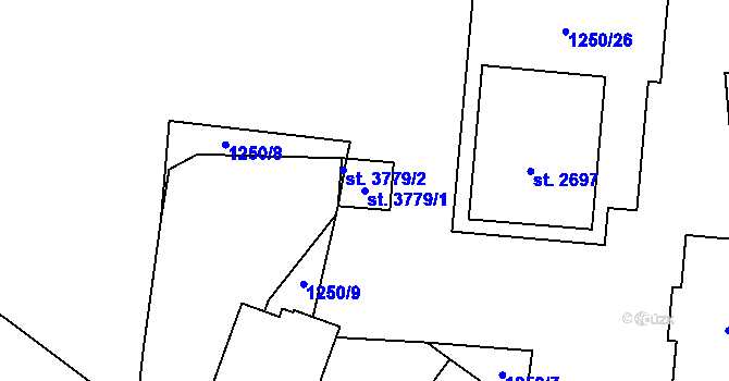 Parcela st. 3779/1 v KÚ Rožnov pod Radhoštěm, Katastrální mapa