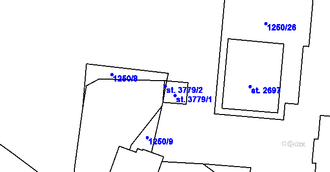 Parcela st. 3779/2 v KÚ Rožnov pod Radhoštěm, Katastrální mapa