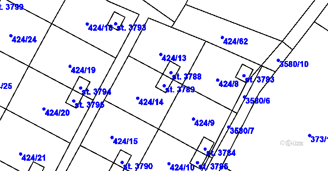 Parcela st. 3789 v KÚ Rožnov pod Radhoštěm, Katastrální mapa