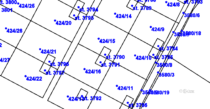 Parcela st. 3790 v KÚ Rožnov pod Radhoštěm, Katastrální mapa