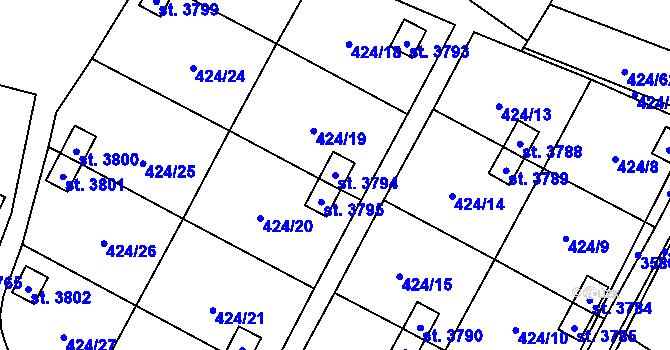 Parcela st. 3794 v KÚ Rožnov pod Radhoštěm, Katastrální mapa