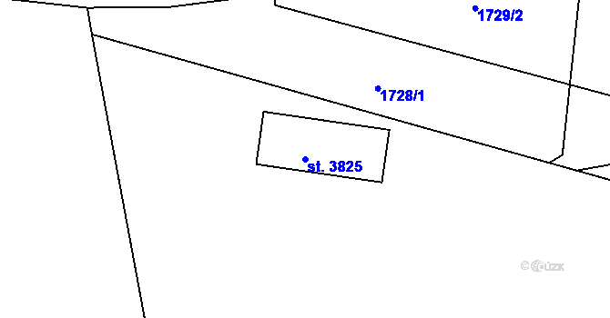 Parcela st. 3825 v KÚ Rožnov pod Radhoštěm, Katastrální mapa