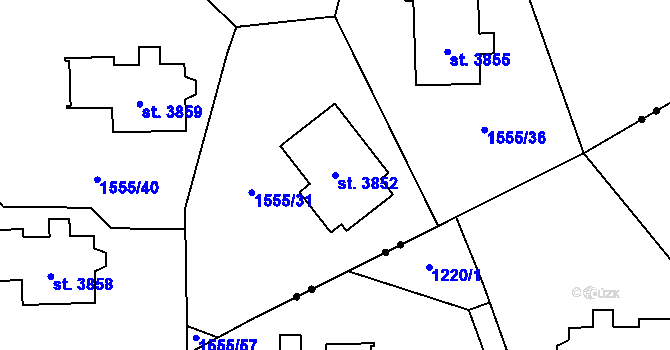Parcela st. 3852 v KÚ Rožnov pod Radhoštěm, Katastrální mapa