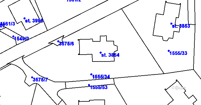Parcela st. 3854 v KÚ Rožnov pod Radhoštěm, Katastrální mapa
