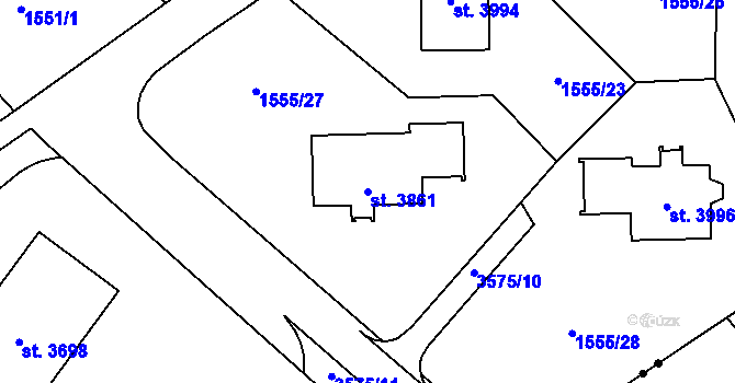 Parcela st. 3861 v KÚ Rožnov pod Radhoštěm, Katastrální mapa