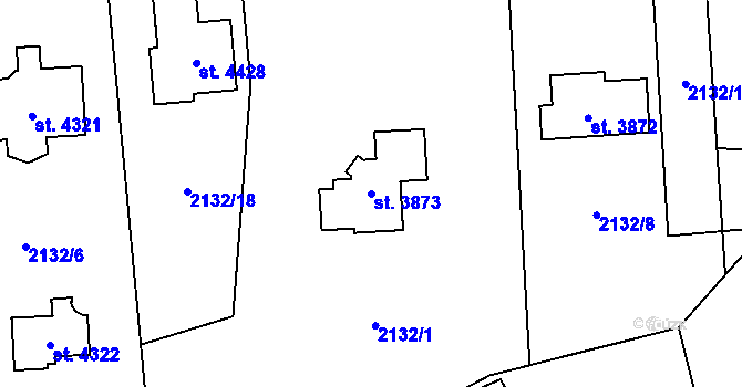 Parcela st. 3873 v KÚ Rožnov pod Radhoštěm, Katastrální mapa