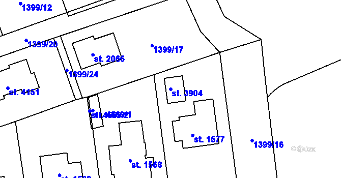Parcela st. 3904 v KÚ Rožnov pod Radhoštěm, Katastrální mapa