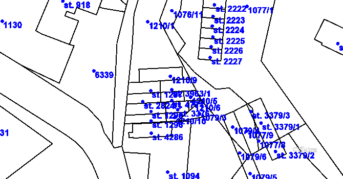 Parcela st. 3963/1 v KÚ Rožnov pod Radhoštěm, Katastrální mapa