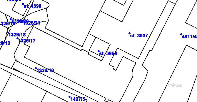 Parcela st. 3964 v KÚ Rožnov pod Radhoštěm, Katastrální mapa