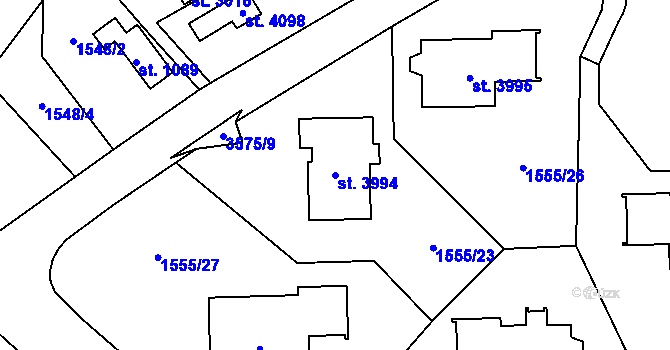 Parcela st. 3994 v KÚ Rožnov pod Radhoštěm, Katastrální mapa