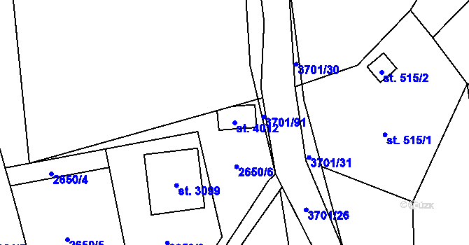 Parcela st. 4012 v KÚ Rožnov pod Radhoštěm, Katastrální mapa