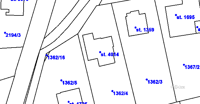 Parcela st. 4014 v KÚ Rožnov pod Radhoštěm, Katastrální mapa