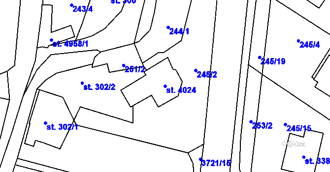 Parcela st. 4024 v KÚ Rožnov pod Radhoštěm, Katastrální mapa