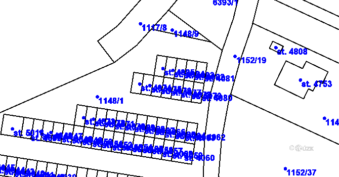 Parcela st. 4077 v KÚ Rožnov pod Radhoštěm, Katastrální mapa