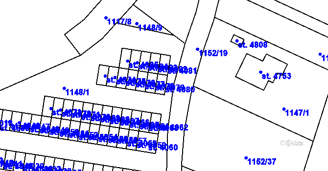 Parcela st. 4080 v KÚ Rožnov pod Radhoštěm, Katastrální mapa