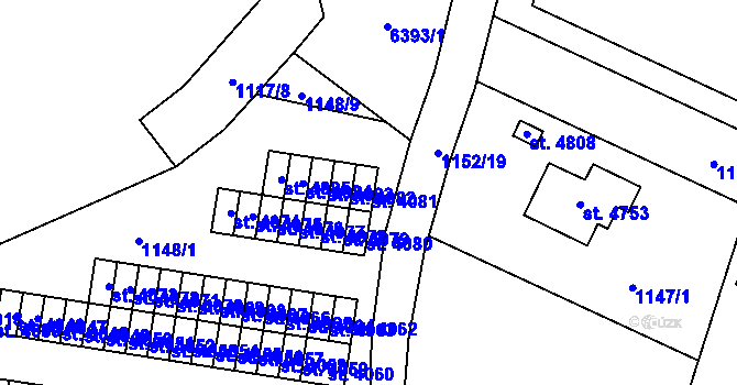 Parcela st. 4081 v KÚ Rožnov pod Radhoštěm, Katastrální mapa